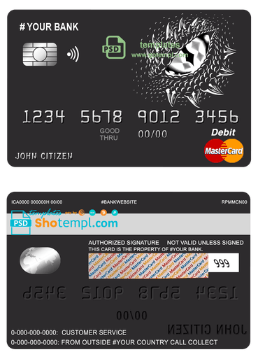 # dragonella universal multipurpose bank mastercard debit credit card template in PSD format, fully editable