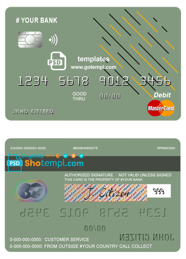 # energy line universal multipurpose bank mastercard debit credit card template in PSD format, fully editable