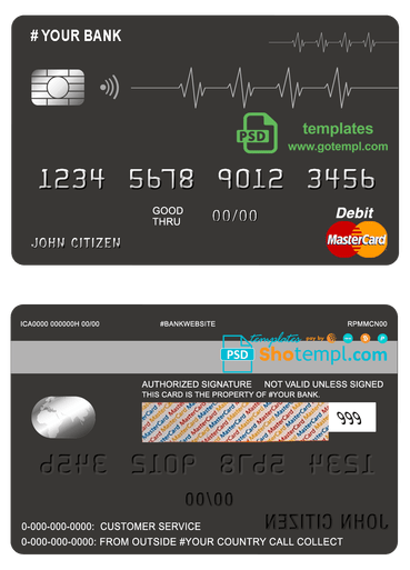 # icon abstract universal multipurpose bank visa credit card template in PSD format, fully editable