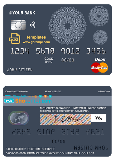 # mandala dream universal multipurpose bank mastercard debit credit card template in PSD format, fully editable