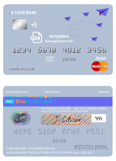 # medium trip universal multipurpose bank mastercard debit credit card template in PSD format, fully editable