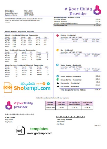 # own point universal multipurpose utility bill template in Word format