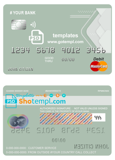 # upgrade abstract universal multipurpose bank mastercard debit credit card template in PSD format, fully editable