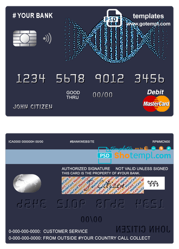 # vintage abstract universal multipurpose bank mastercard debit credit card template in PSD format, fully editable