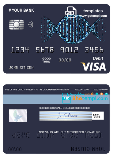 # vintage abstract universal multipurpose bank visa credit card template in PSD format, fully editable