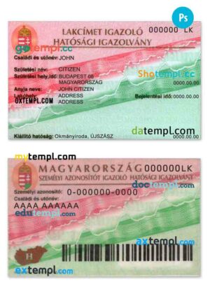 Hungary certificate proof of residence card PSD template