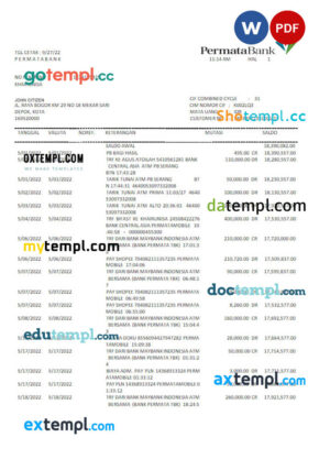 INDONESIA PERMATABANK statement Word and PDF template