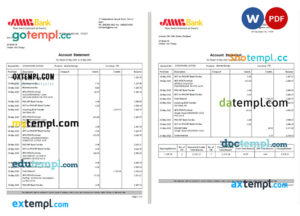 Spain JMMB bank statement Word and PDF template, 2 pages