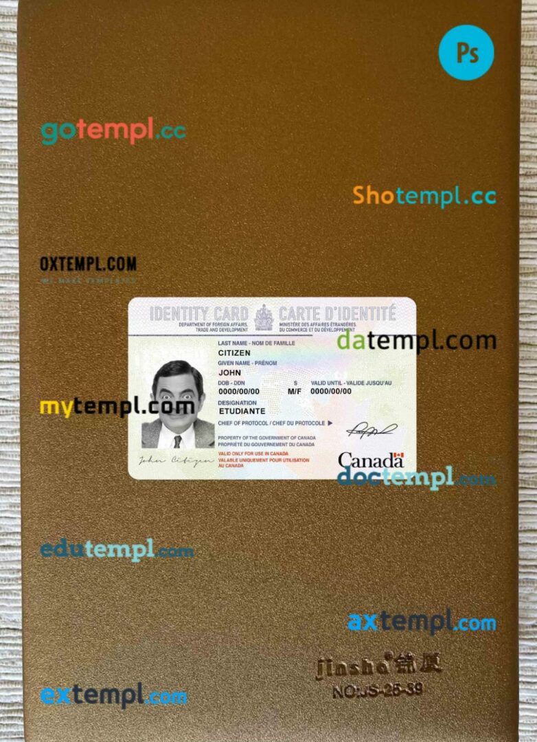 Canada ID card editable PSDs, scan and photo-realistic snapshot, 2 in 1