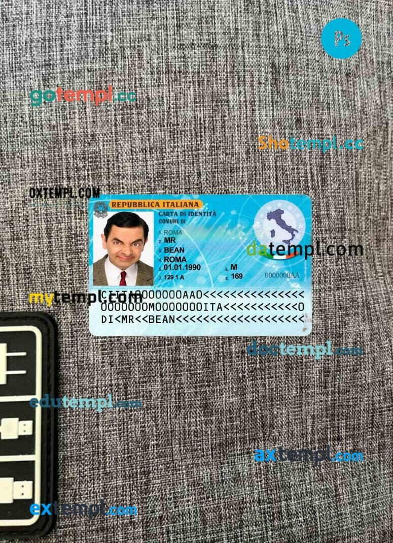 Italy ID card editable PSDs, scan and photo-realistic snapshot, 2 in 1 (2006-2016)