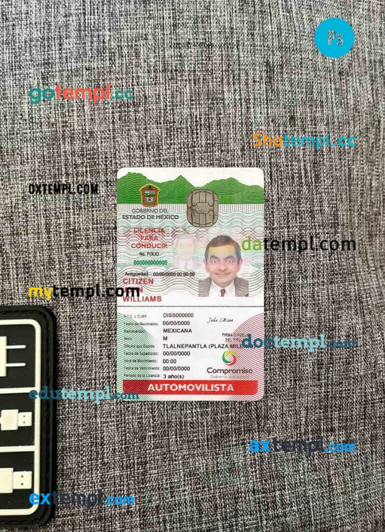 Mexico ID card editable PSDs, scan and photo-realistic snapshot, 2 in 1 (version 2)