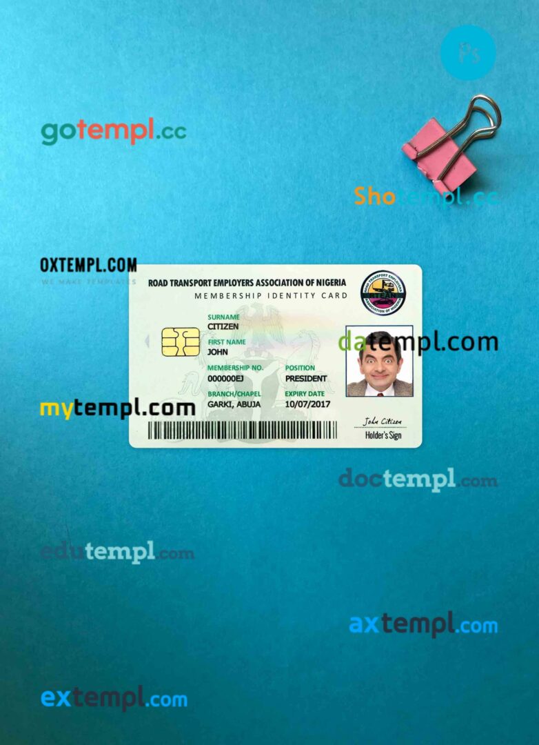 Nigeria ID card editable PSD files, scan and photo taken image, 2 in 1