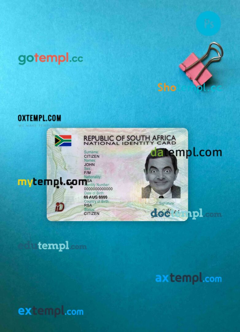 South Africa ID card editable PSDs, scan and photo-realistic snapshot, 2 in 1 (2013 – present)
