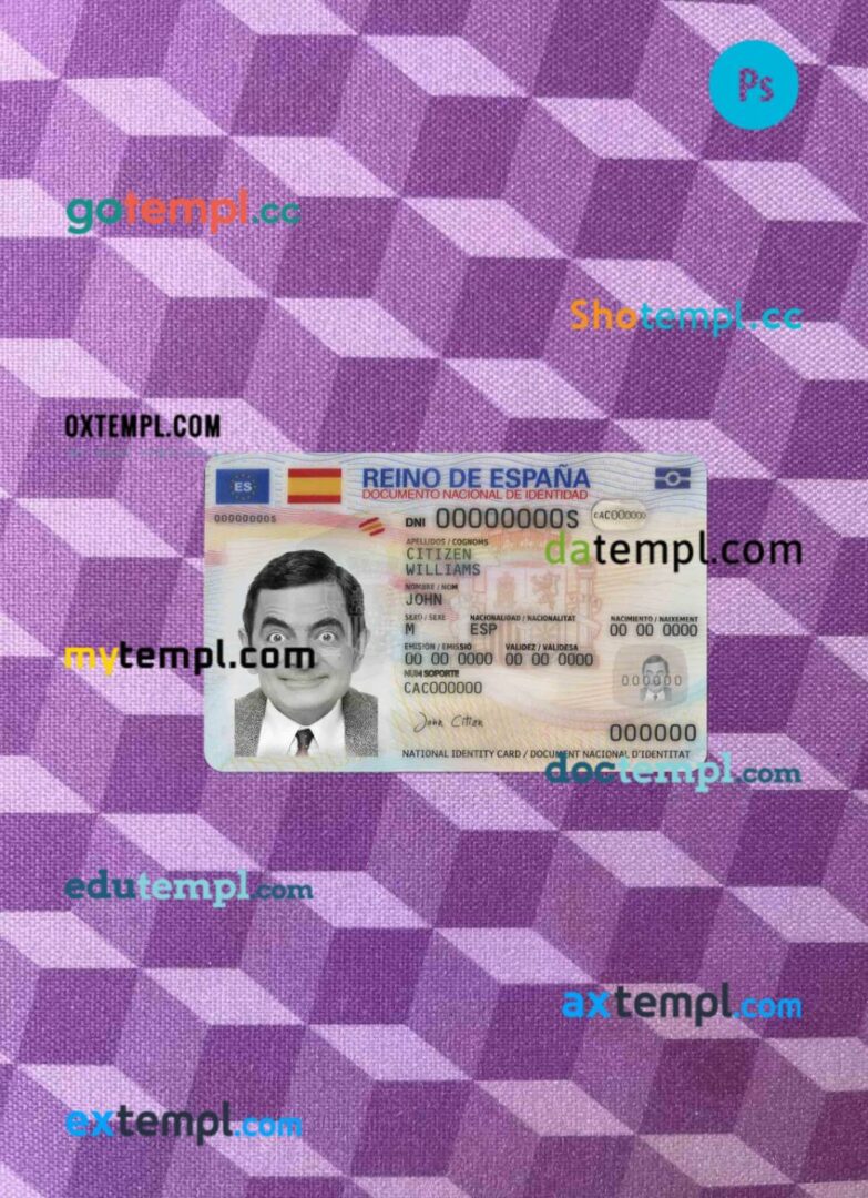Spain ID card PSD files, scan look and photographed image, 2 in 1 (2021-present)