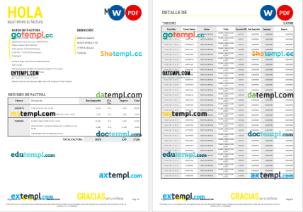 Spain Masmovil internet utility bill Word and PDF formats, 6 pages