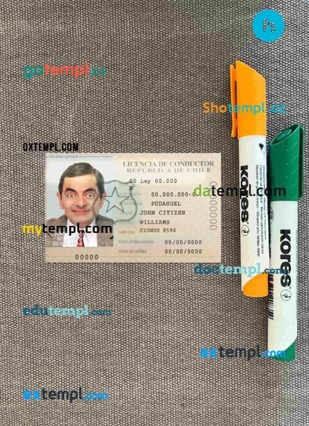 Chile licencia de conductor driving license editable PSD files, scan look and photo-realistic look, 2 in 1