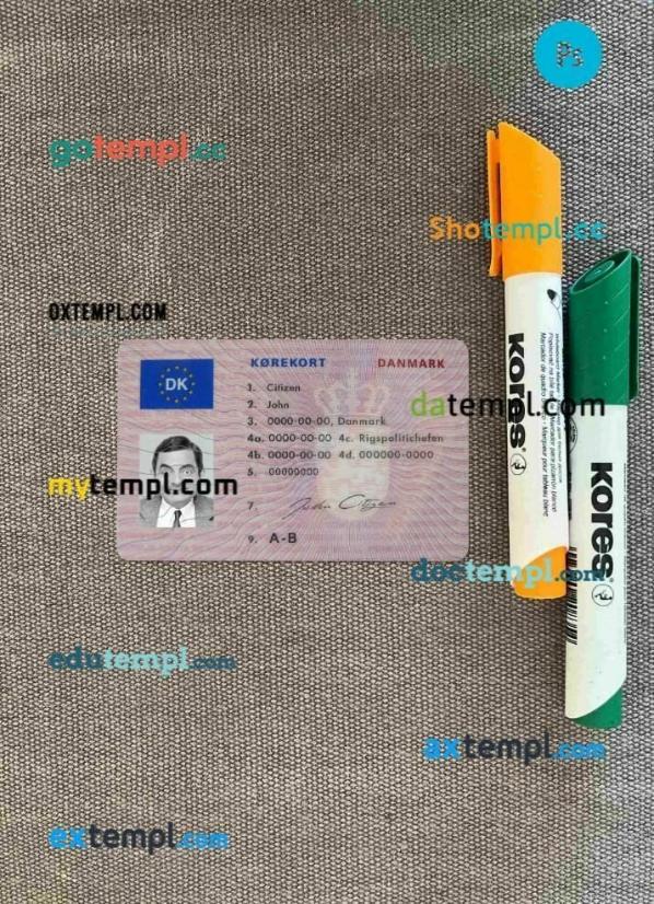 Denmark driving license PSD files, scan look and photographed image, 2 in 1 (1997 - 2013)