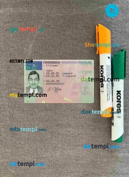 Germany driving license editable PSD files, scan look and photo-realistic look, 2 in 1