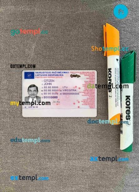 Lithuania driving license PSD files, scan look and photographed image, 2 in 1 (2013-present )