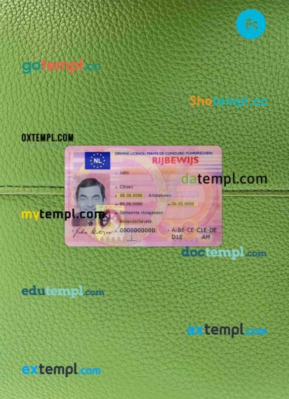 Netherlands driving license PSD files, scan look and photographed image, 2 in 1