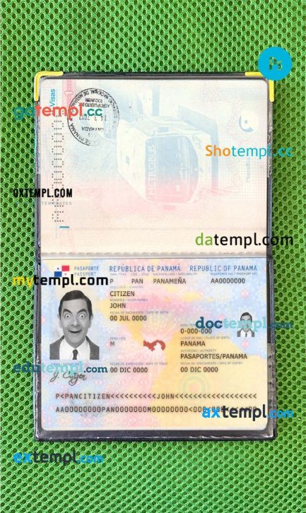 Panama passport PSDs, editable scan and photograghed picture template, 2 in 1