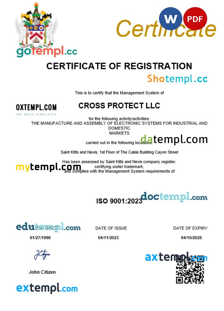 Montenegro company registration certificate Word and PDF template