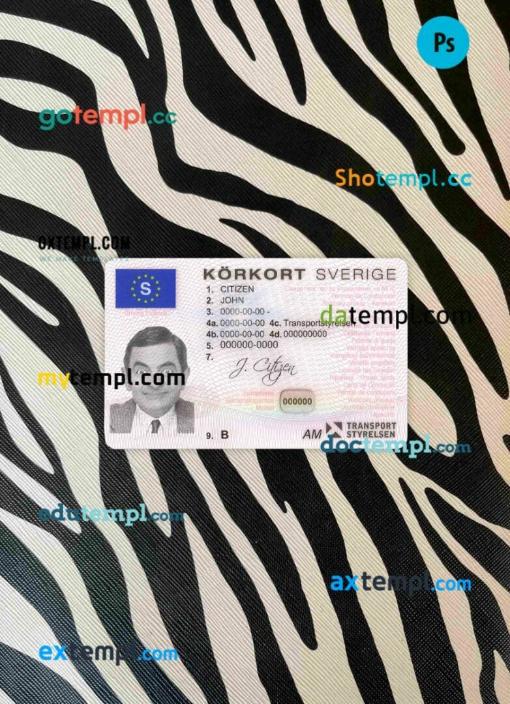 Sweeden driving license PSD files, scan look and photographed image, 2 in 1 (2009-2016)