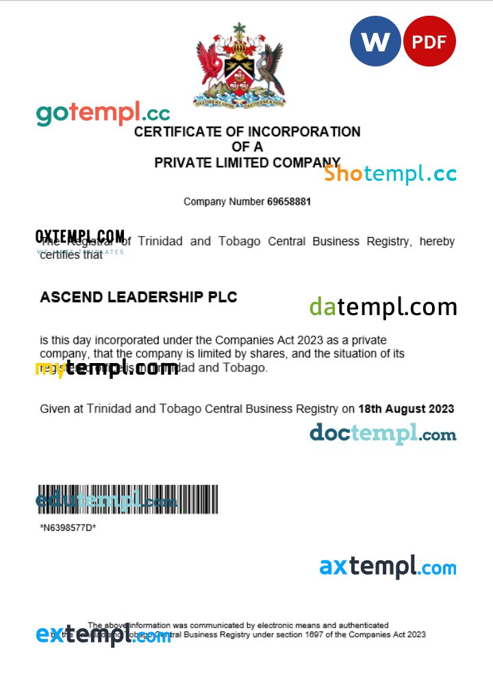 Nigeria business registration license PSD template