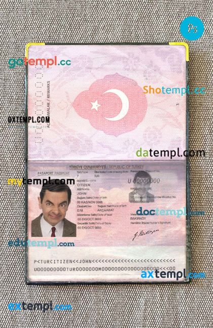 Turkey passport PSD files, scan and photograghed image, 2 in 1