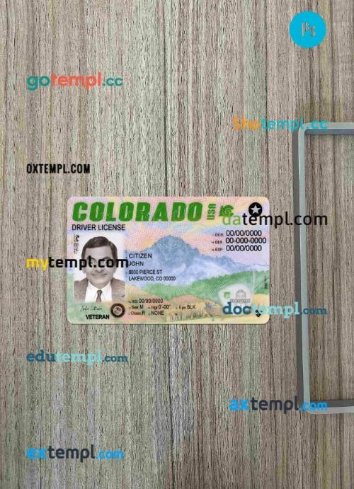 USA Colorado driving license PSD files, scan look and photographed image, 2 in 1 (2022-present)