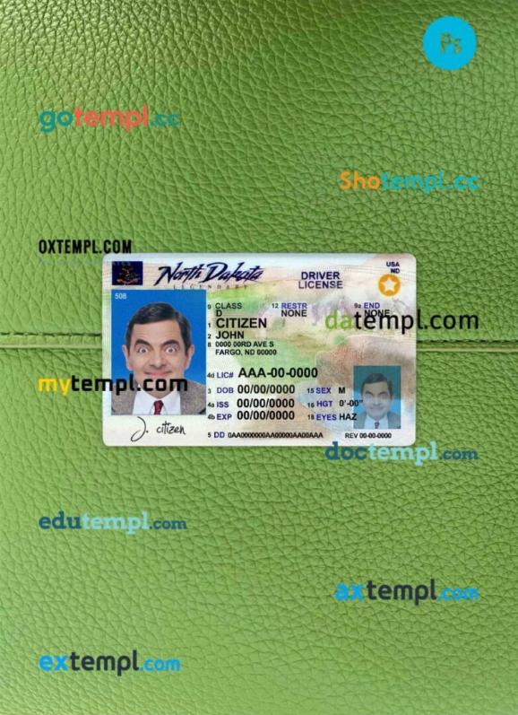 USA North Dakota driving license PSD files, scan look and photographed image, 2 in 1 (2020-present)