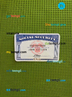 USA SSN photolook green background PSD files, editable photo-realistic look sample, 2 in 1