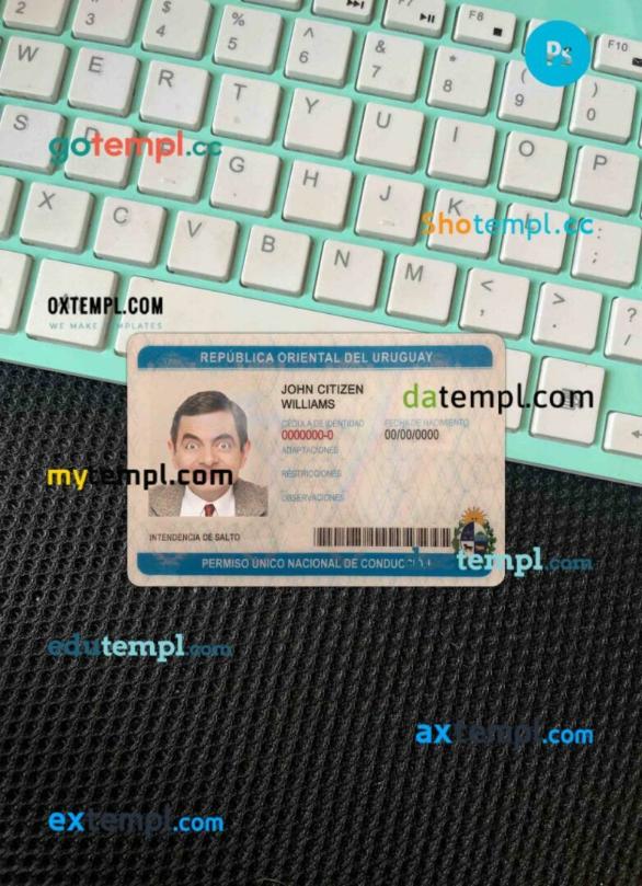 Uruguay driving license PSD files, scan look and photographed image, 2 in 1