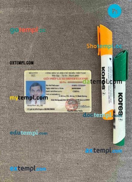 Vietnam driving license PSD files, scan look and photographed image, 2 in 1