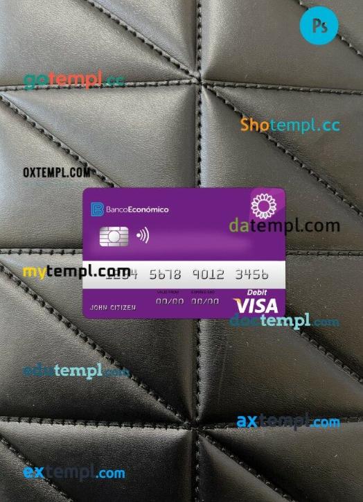 Angola Bank Economio visa card PSD scan and photo-realistic snapshot, 2 in 1