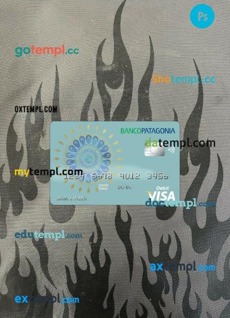 Argentina Banco Patagonia bank visa card PSD scan and photo-realistic snapshot, 2 in 1