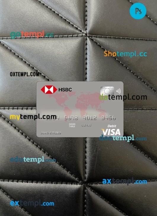 Australia HSBC bank visa card PSD scan and photo-realistic snapshot, 2 in 1