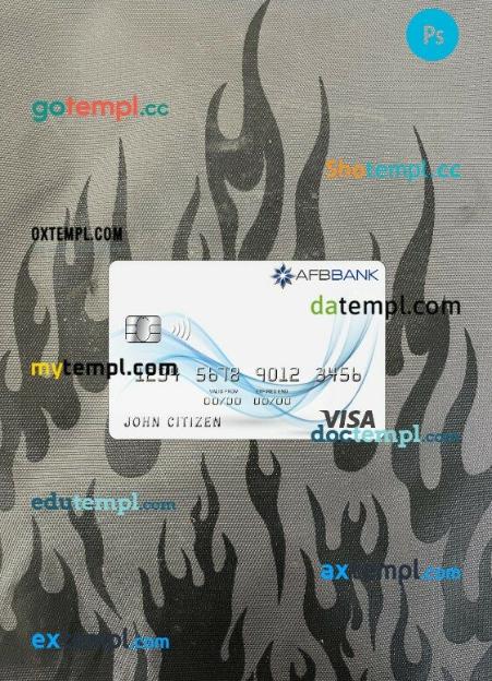 Azerbaijan AFB bank visa card PSD scan and photo-realistic snapshot, 2 in 1