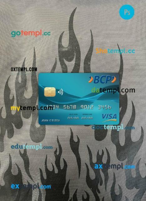 Bolivia Credito bank visa card PSD scan and photo-realistic snapshot, 2 in 1