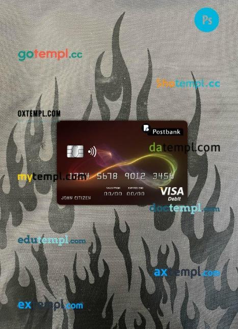 Bulgaria Post bank visa card PSD scan and photo-realistic snapshot, 2 in 1