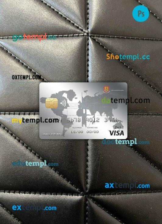 Cambodia Union Commercial bank visa card PSD scan and photo-realistic snapshot, 2 in 1