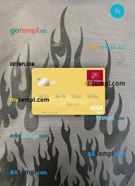 Grenada CBIC visa debit card PSD scan and photo-realistic snapshot, 2 in 1