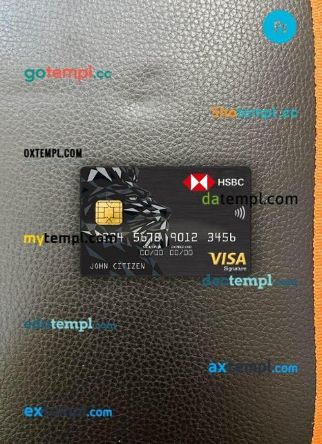 Israel HSBC Bank visa signature card PSD scan and photo-realistic snapshot, 2 in 1