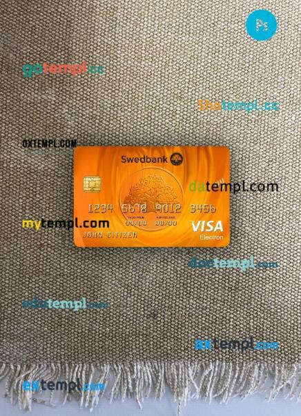 Latvia Swedbank visa electron card PSD scan and photo-realistic snapshot, 2 in 1