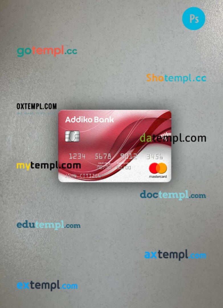 Montenegro Addiko Bank mastercard PSD scan and photo taken image, 2 in 1