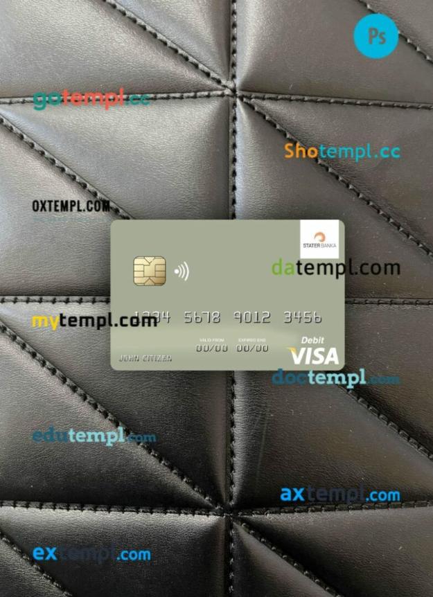 North Macedonia Stater Banka AD Kumanovo visa debit card PSD scan and photo-realistic snapshot, 2 in 1