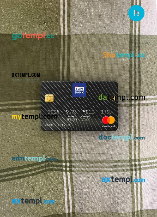 Somalia Sombank mastercard PSD scan and photo taken image, 2 in 1