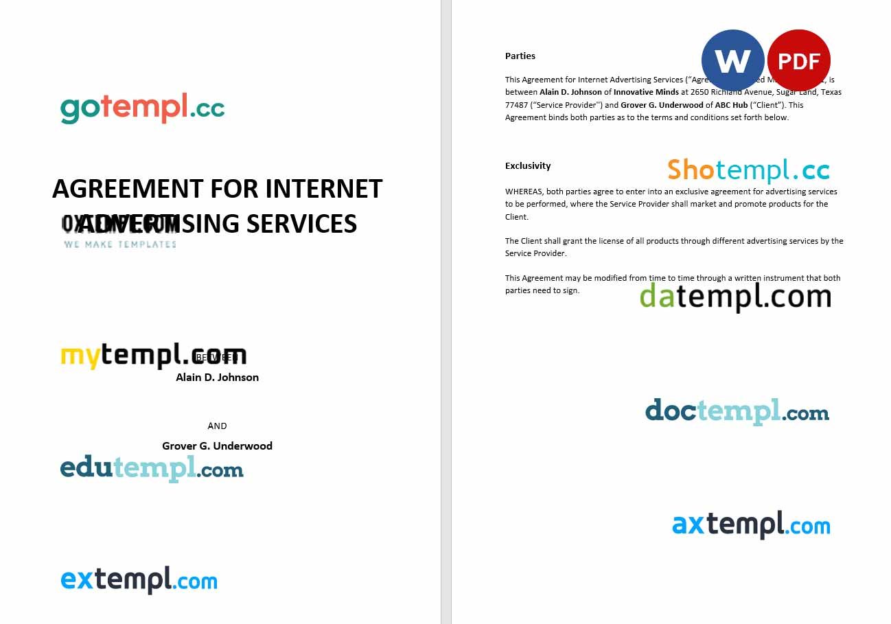 Agreement for Internet Advertising Services Word example