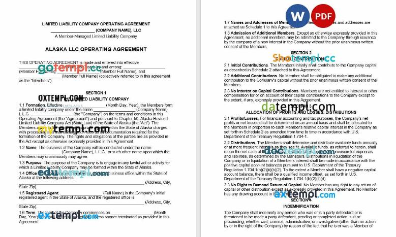 Alaska Multi Member LLC Operating Agreement Word example, fully editable