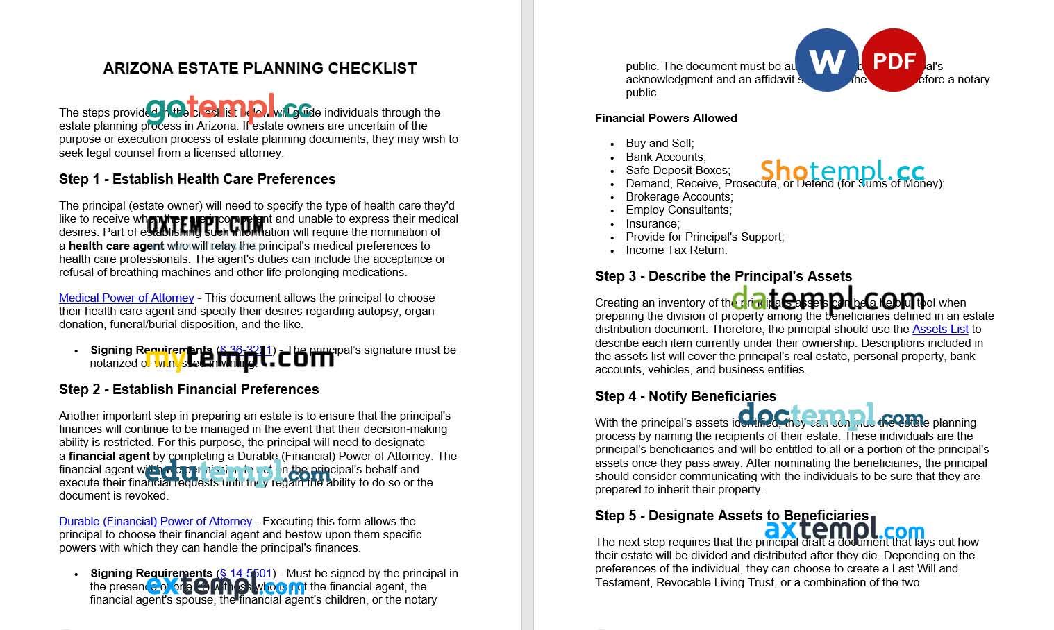 Arizona Estate Planning Document example, fully editabl